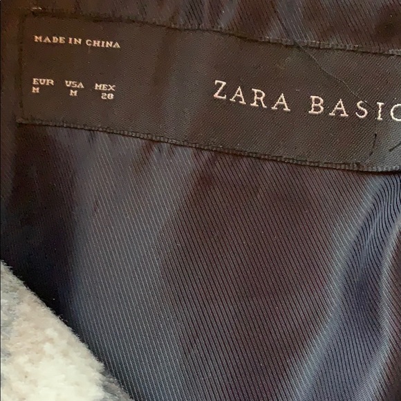 Zara hooded coat charcoal white beige plaid VGUC - Picture 4 of 8